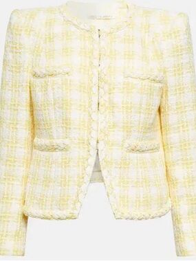 Veronica Beard Yellow Gingham Tweed Jacket Size 10